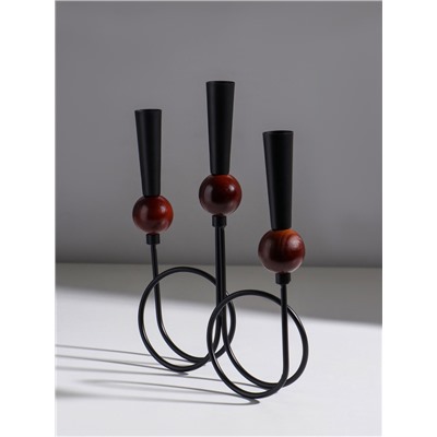 Подсвечник на 3 свечи «Канделябр. Параллельные вселенные», d=2.2 см, чёрный, 25×3.5×27.3 см