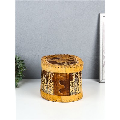 Хлебница-батонница с крышкой «Сказка», 26×17×15 см, береста