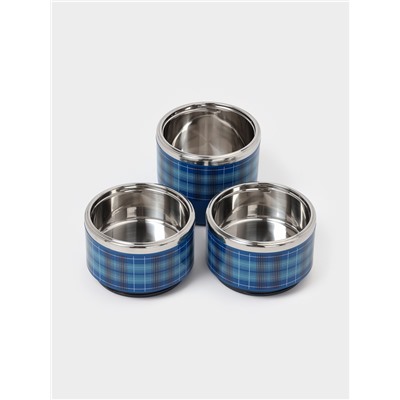 Ланч бокс TAKE IT EASY «Клеточка», 1.35 л, 3 уровня, сохраняет тепло 3 ч, нержавеющая сталь, синий