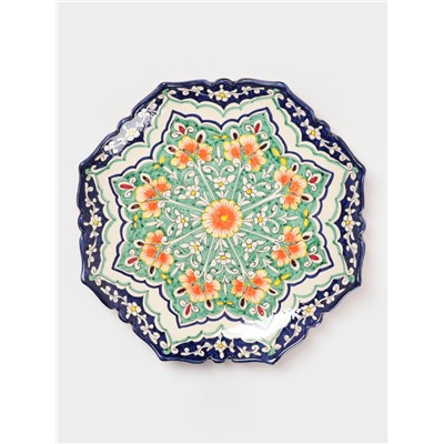 Ляган Риштанская Керамика «Цветы», 32 см, рифлёный, разноцветный