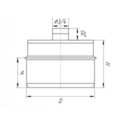 Заглушка внутренняя с конденсатоотводом, d=120 мм, нержавеющая сталь 0.5 мм, штуцер 3/4