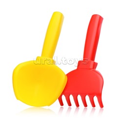 Песочный набор "Морской"( 2 формочки, совок,грабли)