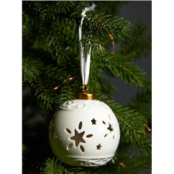 Ёлочный шар с подсветкой «Звёздочки», 10×8.8×8.8 см, 1 LED, керамика, от батареек LR44×3, керамика, свечение тёплое белое