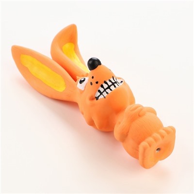 Игрушка пищащая для собак «Зайчик», 17 см, латекс, оранжевая