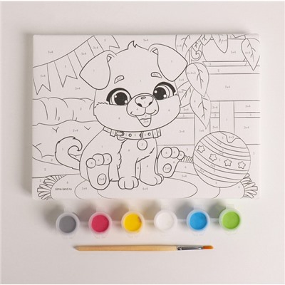 Картина по номерам для детей «Пёсик», 21×15 см