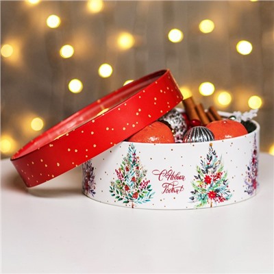 Коробка подарочная новогодняя с окном «С Новым годом» 21×21×8 см