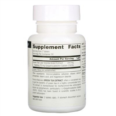 Source Naturals, Green Tea Extract, 100 mg, 60 Tablets