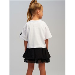 Комплект трикотажный для девочек: фуфайка (футболка), юбка-шорты