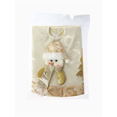 Коврик под ёлку «Снеговик и ёлочки» d=57 см, бело-золотой