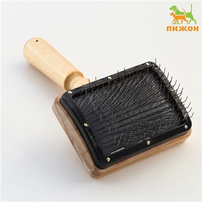 Щетка деревянная «Премиум» без капель для длинношерстных животных, основание 80×60 мм