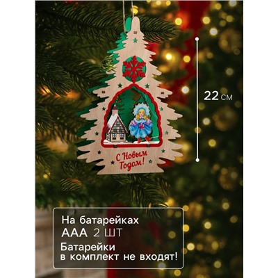 Подвеска световая «Снегурочка», 16×3×22.5 см, 6 LED, от батареек, свечение тёплое белое