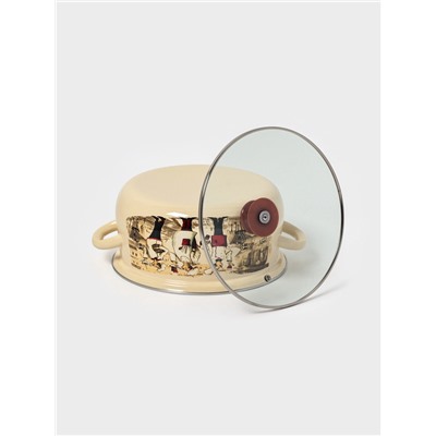 Кастрюля эмалированная «Сомелье», 4 л, d=26.2 см, цвет слоновой кости