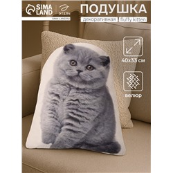 Подушка «Этель» Fluffy kitten, 40×33 см, 100% п/э, велюр