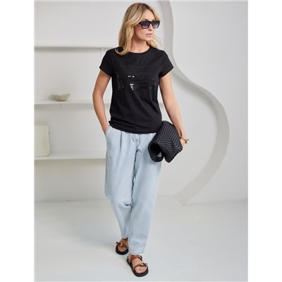 Нарядная футболка с принтом пайетками