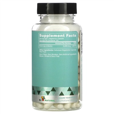 Eu Natural, Biotin, 5,000 mcg, 120 Vegetarian Capsules