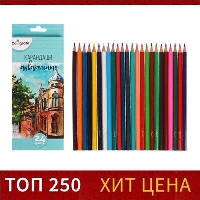 Карандаши Calligrata, цветные, акварельные, 24 цвета