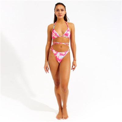 Купальник раздельный с завязками на спине женский MINAKU, розовый, размер 44