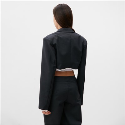 Пиджак женский укороченный MIST, размер 44, тёмно-серый