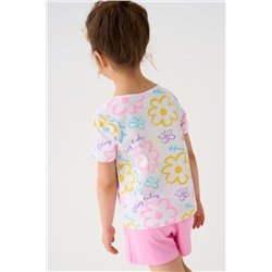 Комплект трикотажный для девочек: фуфайка (футболка), шорты PLAYTODAY, 1240034