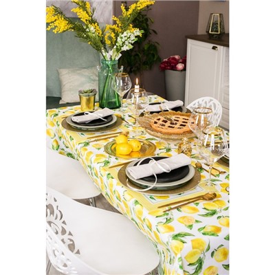 Скатерть «Этель» Лимоны 110×147 см, 100% хлопок, репс 190 г/м²