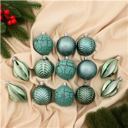 Ёлочные игрушки «Мелодия», пластиковые, набор 13 шт., 6 см, зелёный