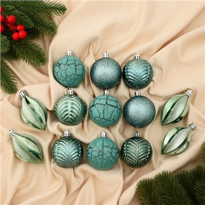 Ёлочные игрушки «Мелодия», пластиковые, набор 13 шт., 6 см, зелёный