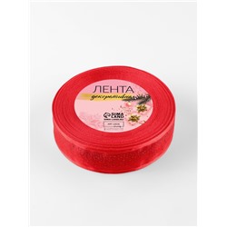 Лента капроновая «Блёстки», 25 мм, 18±1 м, красная