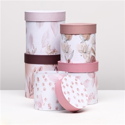 Набор шляпных подарочных коробок 5 в1 «Легкость», 20×20 - 15×15 см