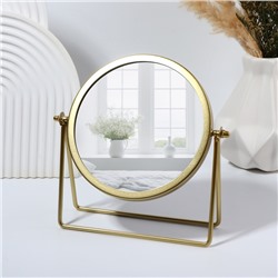 Зеркало настольное PREMIUM, круглое, металлическое, 20.3×20.5×5.7 см, ( d=14.5 см), цвет золотой