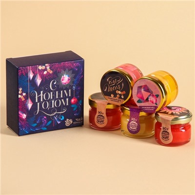 Подарочный набор новогодний «С Новым годом!»: чай чёрный (50 г), крем-мед (5 шт.×30 г)