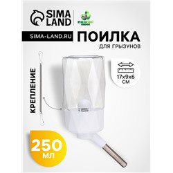 Поилка для грызунов, 250 мл, крепление-пружинка, белая