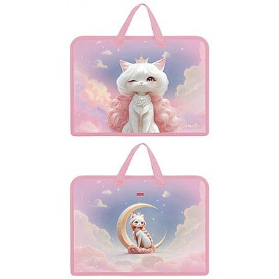 Папка для тетрадей пластиковая А4 на молнии с ручками 340х245х70 мм "ГлаМурр" расшир. дно (094469) 08098 Хатбер