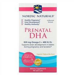 Nordic Naturals, пренатальная ДГК, без добавок, 830 мг, 90 капсул