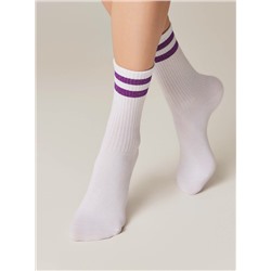 Удлиненные CONTE ACTIVE Хлопковые носки с яркими полосками из люрекса