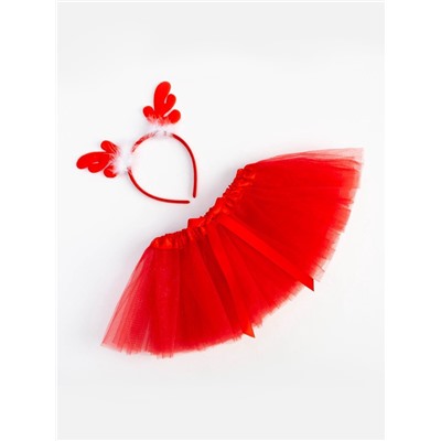 Набор для фотосессии «Крошка Я. Рождественский олененок»: юбка и ободок, красный, рост 68-92 см