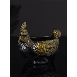 Фигурное кашпо для цветов «Курица», 64 мл, 10×9×6 см, гипс, цвет чёрное золото