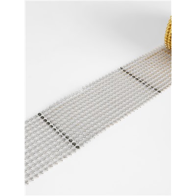 Лента с имитацией выпуклых страз, 5.75 см, 9±1 м, цвет золотой