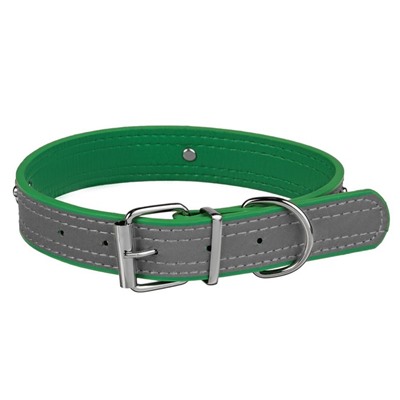 Ошейник «Лапки», р-р 59×3 см, искусственная кожа, зелёный