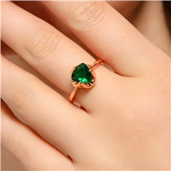 Кольцо ювелирная бижутерия Дубайское золото, 17 р, покрытие: позолота, вставка: фианит, цвет: зеленый, арт.213.630-17