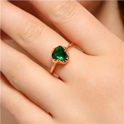 Кольцо ювелирная бижутерия Дубайское золото, 17 р, покрытие: позолота, вставка: фианит, цвет: зеленый, арт.213.630-17