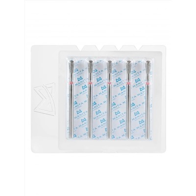 MANITA Фреза алмазная груша для аппаратного маникюра 856.104.237.070.033 ФАОКС-3.3-7 М, красная насечка, ø 3,3 мм, 5 шт. 28338