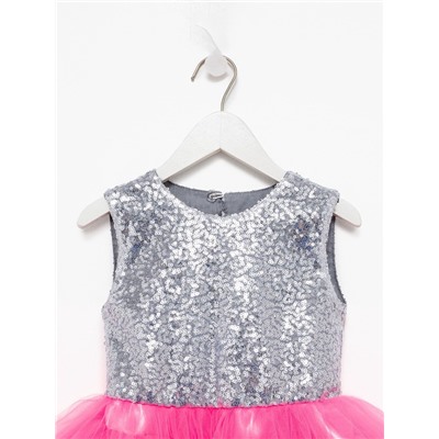 Платье для девочки KAFTAN с пайетками, серебристо-розовое, рост 110-116 см