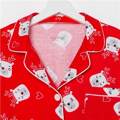 Пижама новогодняя женская (рубашка, брюки) KAFTAN Мишки, красная, размер 52-54
