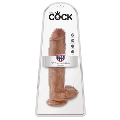 Фаллоимитатор-мулат на присоске 11  Cock with Balls - 28 см.