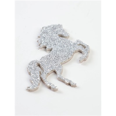 Декор новогодний на клеевой основе «Лошадки», серебряный, набор 6 шт.