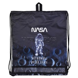 Сумка для сменной обуви "NASA" 40x47 см, водоотталкивающая ткань, на веревочной завязке, с вставкой из пластиковой сетки для вентиляции, с петлей для повеса и переноски