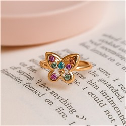 Кольцо 23 р ювелирная бижутерия коллекция "Дубай" покрытие позолота, вставка: фианиты, цвет: цветные, арт.007.124-23