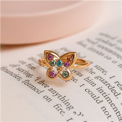 Кольцо 23 р ювелирная бижутерия коллекция "Дубай" покрытие позолота, вставка: фианиты, цвет: цветные, арт.007.124-23