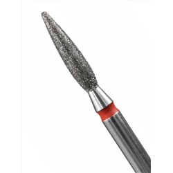 MANITA Фреза алмазная пламя острое удлиненное для аппаратного маникюра 856.104.243.100.023 ФАП-2.3-10М, красная насечка, ø 2,3 мм, 5 шт. 28343