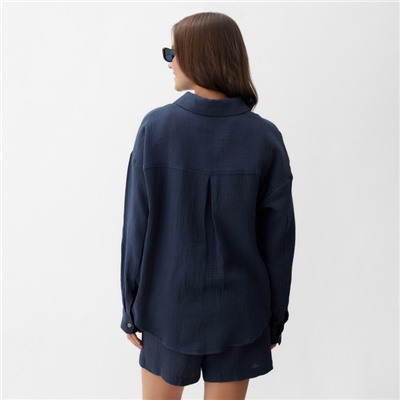 Рубашка женская оверсайз MIST Muslin, размер 46, серая